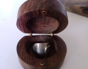 Bespoke handmade rosewood wood round ring trinket display presentation box case [with possible customer engraving\ Lazer etching]