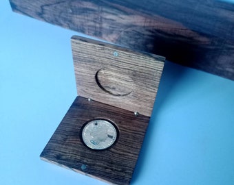 Bespoke handmade rare bocote wood coin display presentation box case [with possible customer engraving\ Lazer etching]