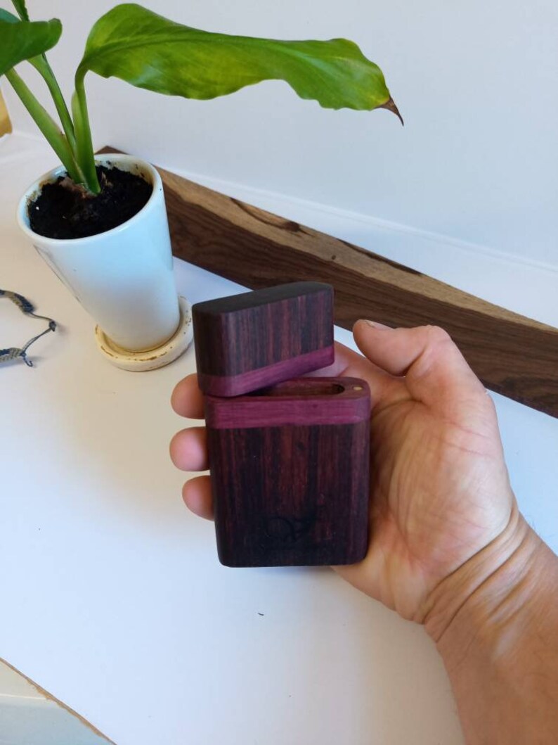 Hand Made Rosewood & Purple Heart Wood, Twist Hinge Wooden Lidded Box