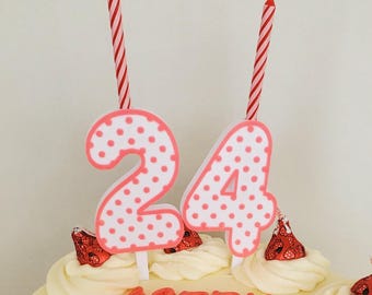 Polka Dot Number Cake Topper: Birthday, Anniversary, Retirement