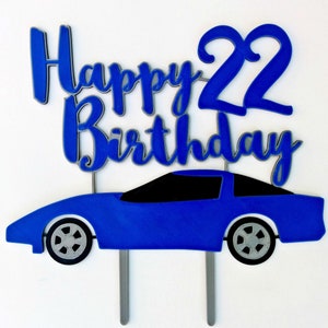Race Car Cake Topper With Age/Number, Cars and Trucks Birthday, Transportation Birthday, Vintage Cars