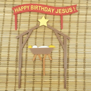 Happy Birthday Jesus Nativity Cake Topper: Christmas Holiday Dessert