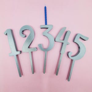 Silver Number Cake Toppers: Reusable Birthday Candle Holders