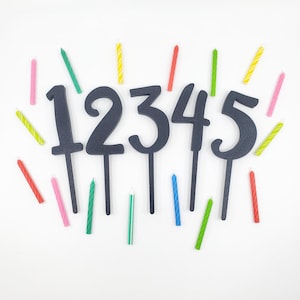 Black Number Cake Toppers: Reusable Birthday Candle Holders