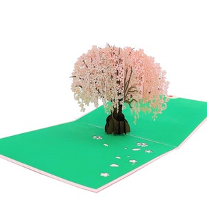 Carte 3D de fleurs de cerisier, carte de voeux pop-up, fête des mères, Saint-Valentin, je pense à vous