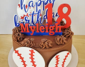 Baseball Cake Toppers: Birthday Number, Name Plate Keepsake