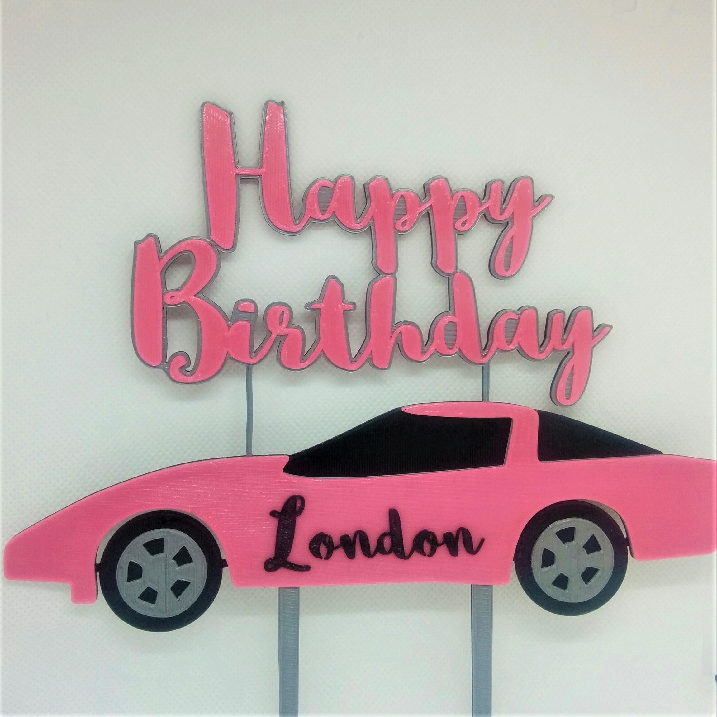 Sports Car Happy Birthday Cake Topper Cars Theme Party Race | Etsy