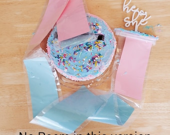 DIY Gender Reveal Cake Kit: Pull-Out Topper, Reusable Box