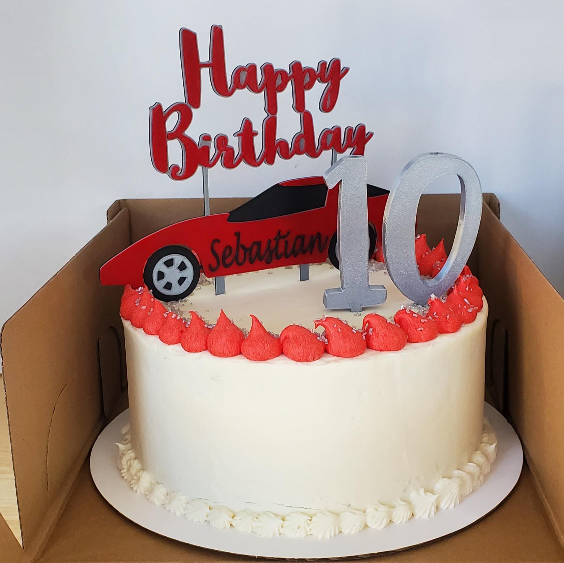 Race Car Cupcake Toppers - 18pcs Racing Party Decorations For Birthday, Baby Shower