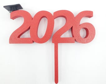 2026 Graduation Cake Topper: Custom Color Grad Cap