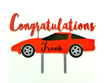 Sports Car Graduation Cake Topper: Congratulations, Car Enthusiast