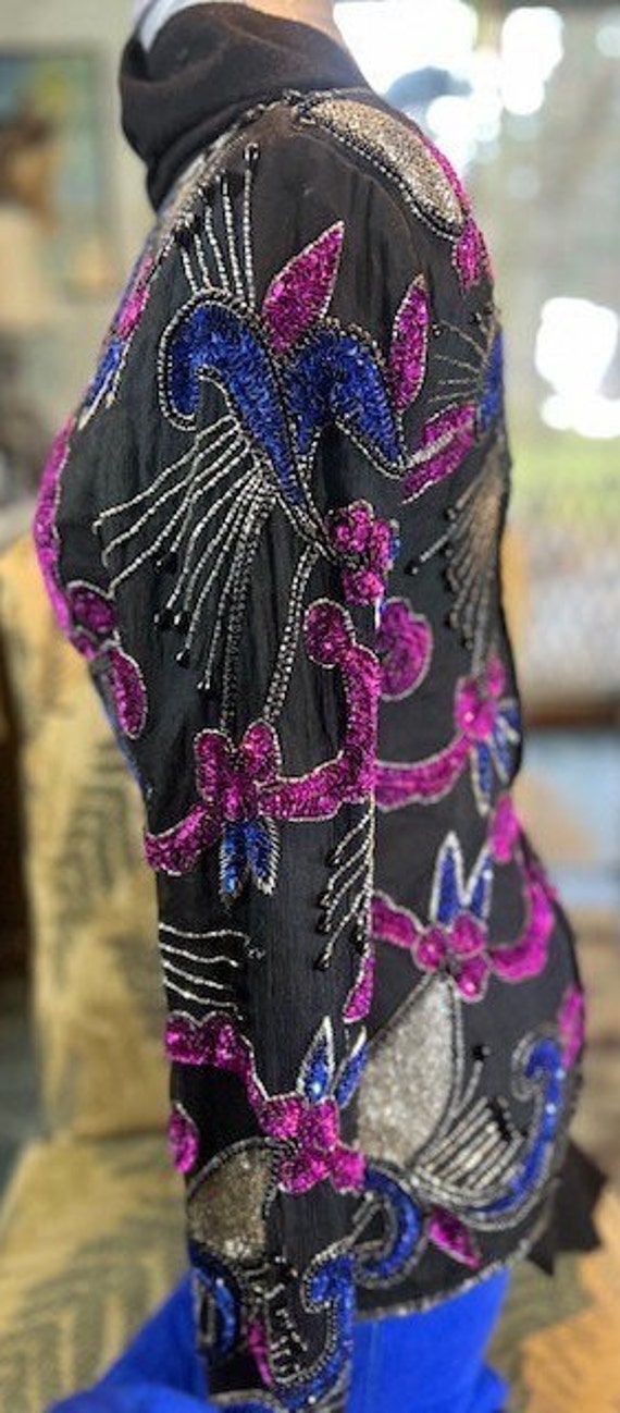 Scale Designer Blouse with Colorful Sequins - image 2