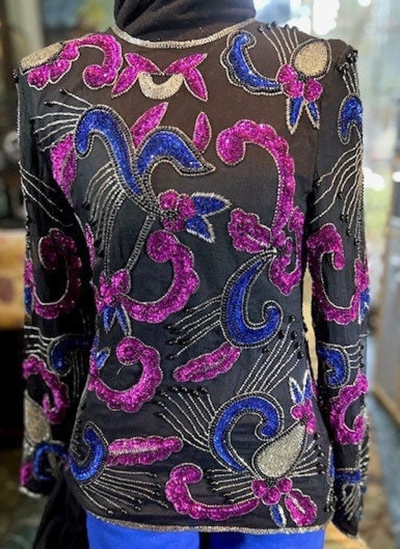 Scale Designer Blouse with Colorful Sequins - image 5