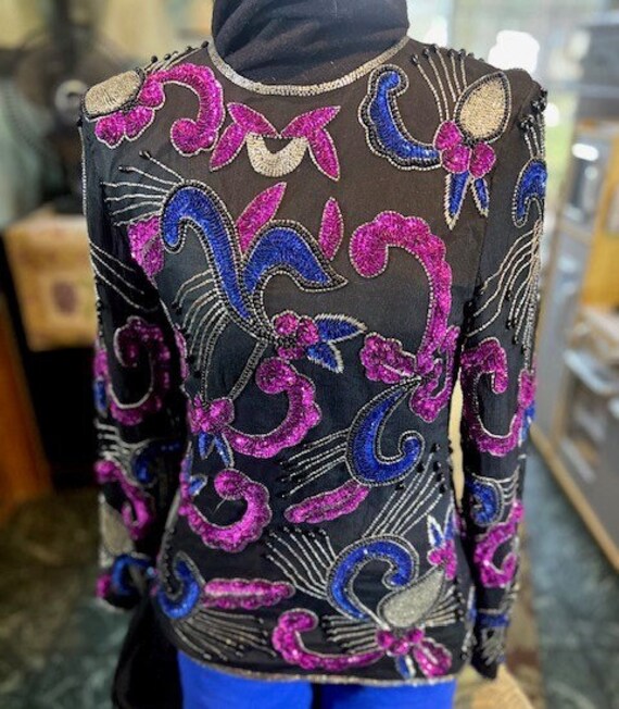 Scale Designer Blouse with Colorful Sequins - image 1
