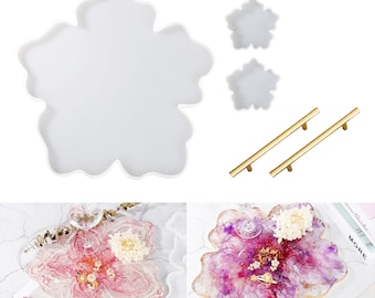 Wall Decor Mirror Silicone Molds for Resin Wall Mirror Epoxy Molds with 6PCS Mirror for Home Decoration LETS RESIN 2PCS Mirror Resin Molds