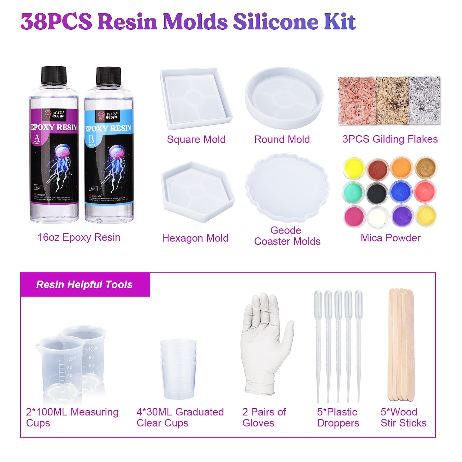 LETS RESIN Resin Molds Silicone Kit16oz Resin Starter Kit Etsy