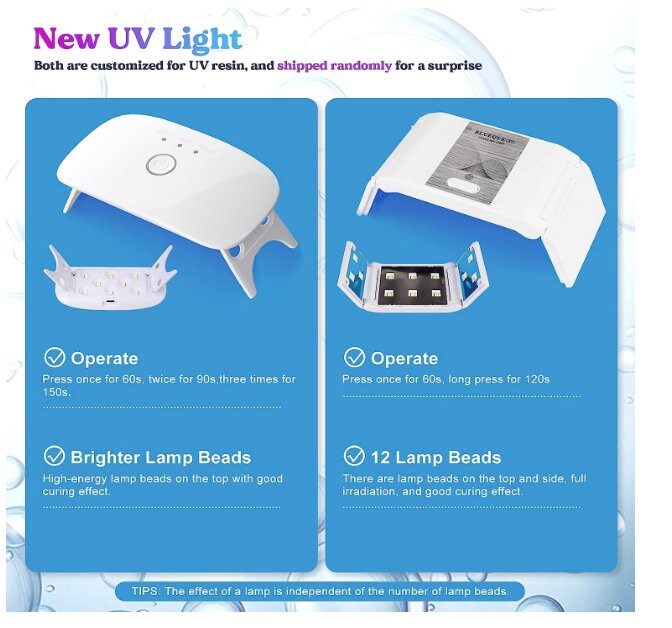 30mlx8 Odorless UV Epoxy Resin Kit with LED Mini Lamp, Crystal