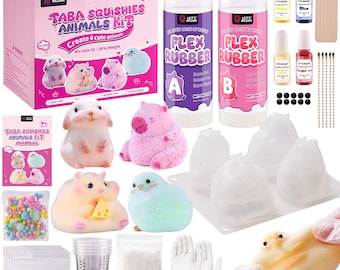 LET'S RESIN Squishy Maker Kit, Animal Molds, Flex Rubber, Beginner DIY