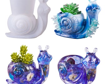 LET'S RESIN Moules en silicone escargot pour résine époxy, Grands moules en résine pour vase de fleurs 3D pour béton-ciment, Joli moule en résine époxy pour résine