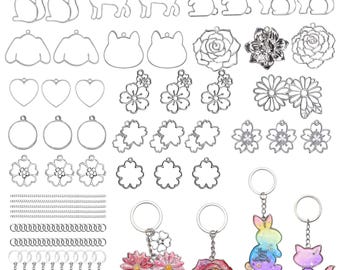 LET'S RESIN Open Bezel Flower & Animal Molds for Keychain, Jewelry and Pendant Making 37pcs
