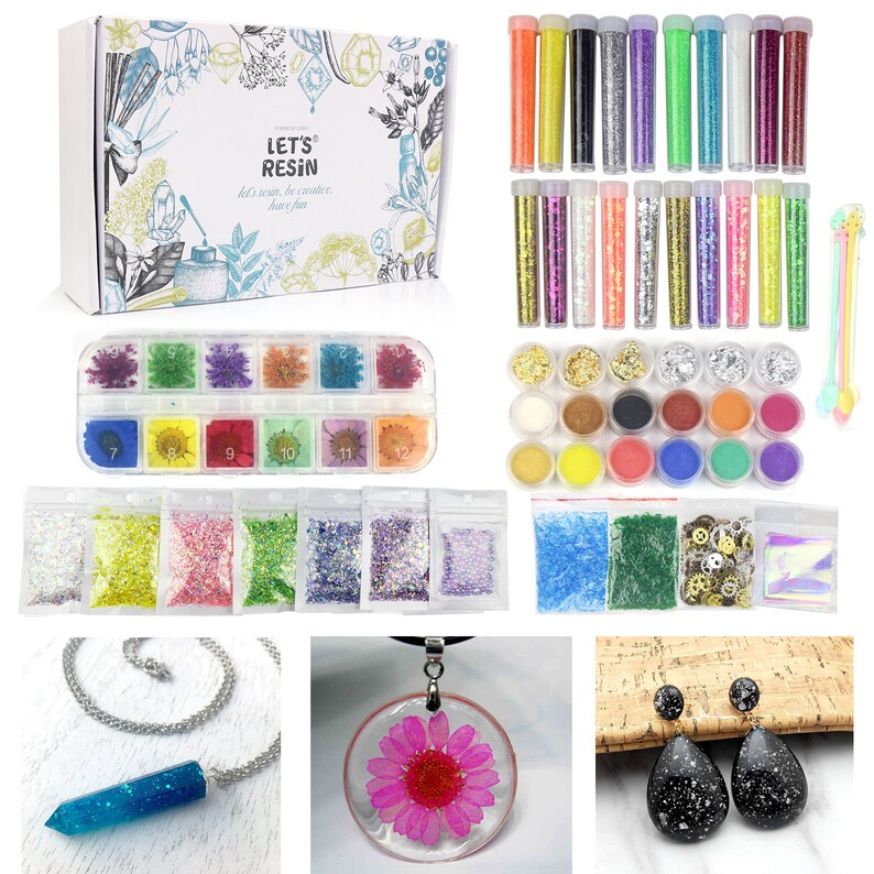 LET'S RESIN 50 Pack Resin Jewelry Making Supplies Kit Art Etsy