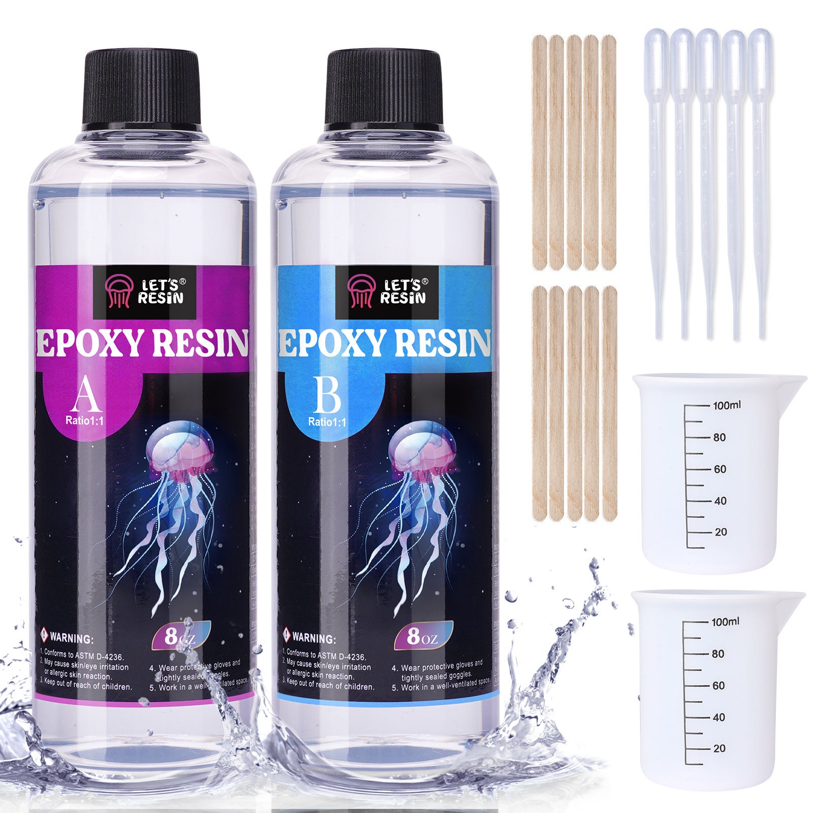 LET'S RESIN Resina UV, 10.58 oz de baja viscosidad, kit de resina UV fina  transparente de baja viscosidad, resina epoxi ultravioleta de curado rápido