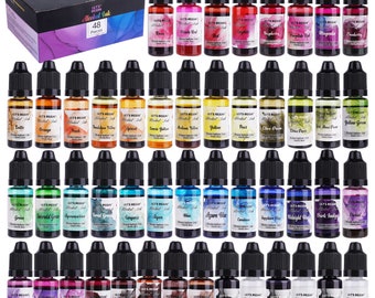 LET&#39;S RESIN 48pcs Vibrant Alcohol Ink, Alcohol-Based Ink for Epoxy Resin, Alcohol Paint Dye for Resin Art, Tumblers, Resin (Each 0.35oz)