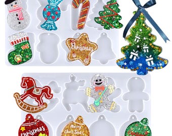 LET’S Resin Upgraded Christmas Resin Molds,16 Cavities Large Resin Christmas Ornament Molds Each 3 inch,Silicone Molds for Resin Art