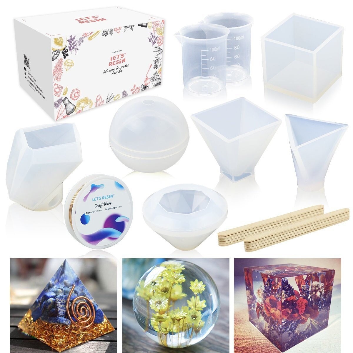 10x Sphere Ball Silicone Bead Mold with Holes Round Resin Casting Epoxy Mold