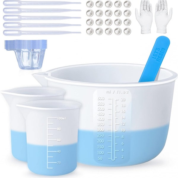 LET'S RESIN Silicone Measuring Cups, Resin Supplies with 600ml/20oz&100ml  Resin Mixing Cups, Easy to Clean, Silicone Stir Sticks