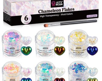 LET'S RESIN 6 ColorOpal Chameleon Flake, Transparent Glitter Flake for Epoxy Resin, Resin Molds/Silicone Molds/Tumblers/Nail Art