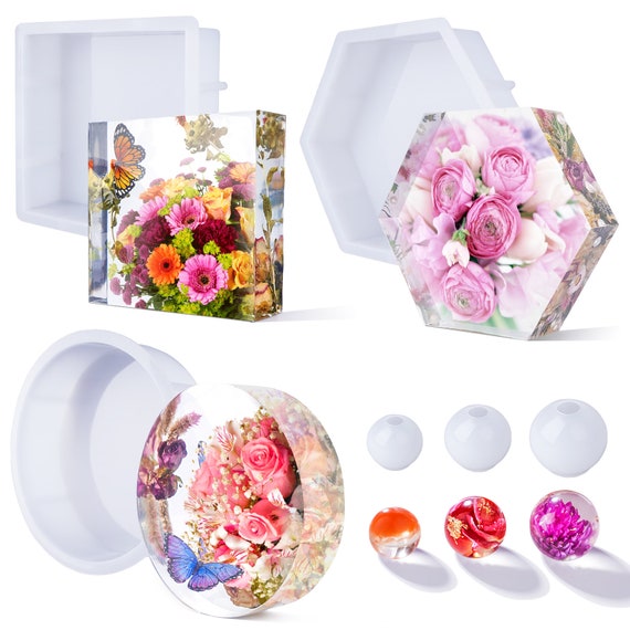 LET S RESIN Upgrade Epoxy Resin Molds large Resin Molds for Flowers Preservation glossy Deep Hexagon Square Round Silicone Molds for Resin Etsy