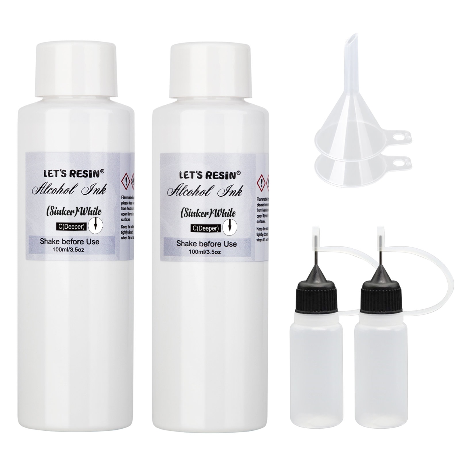 LET'S RESIN White Alcohol Ink,Alcohol-Based Pigment Ink for Epoxy Resin Painting,Resin Petri Dish,Resin Tumbler Cup (Each 3.5oz x 2 Bottles)