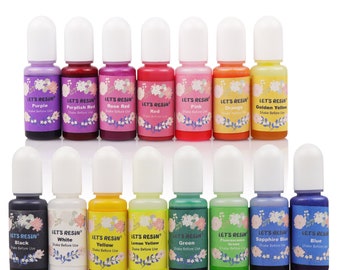 LET'S RESIN Epoxy Resin Dye,15 Color Translucent Epoxy Resin Pigment,Non-Toxic Concentrated Epoxy Resin Paint Each 0.35oz