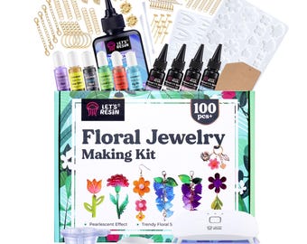 LET'S RESIN All-In-One Kit Flower Jewelry Making Kit, Gift for Spring, Holiday, Diy, UV resin, Keychain