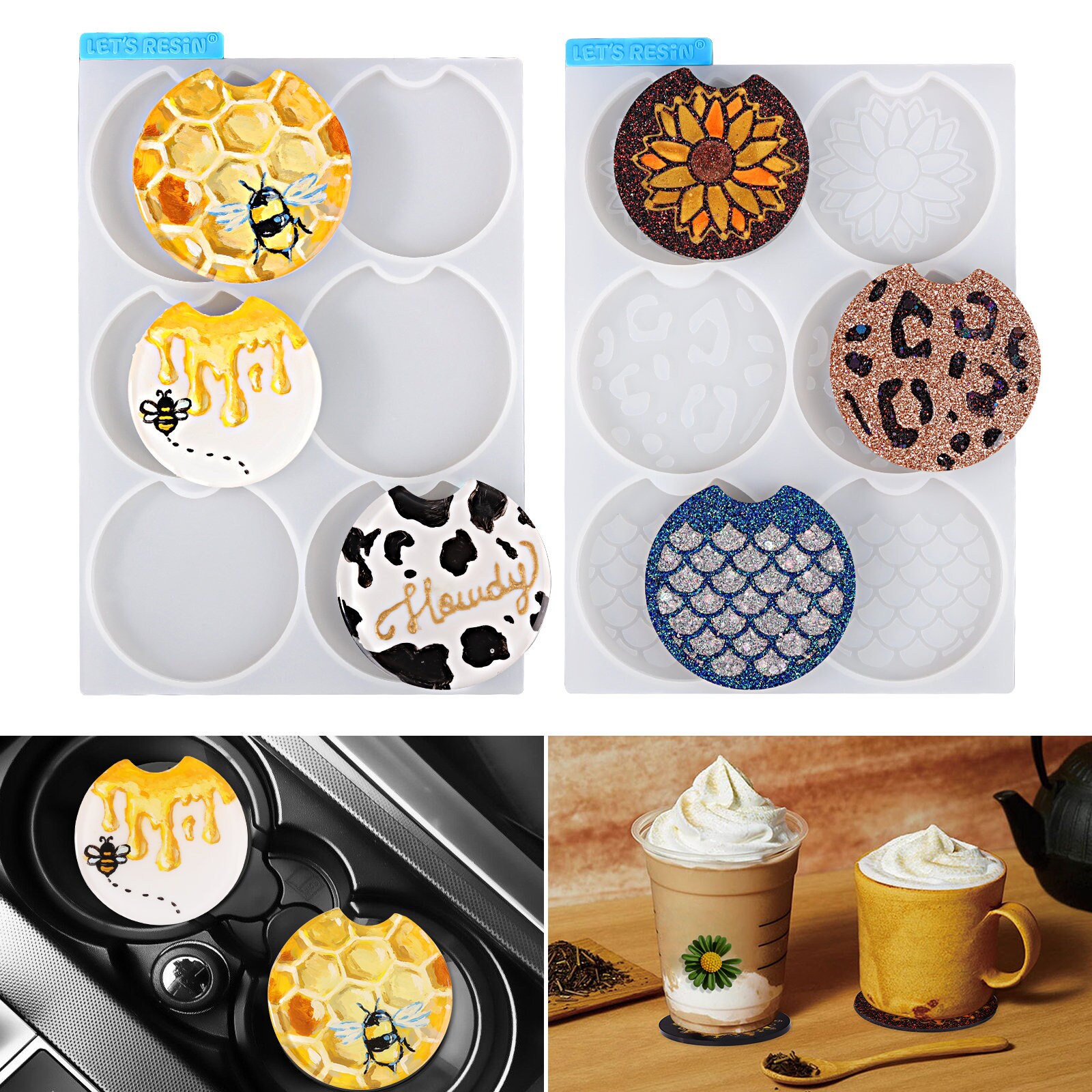LET'S RESIN Car Coaster Resin Molds for Epoxy Etsy