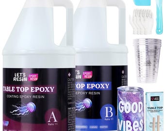 LET'S RESIN 1 Gallon High Viscosity Resin for Table Top,2 Part Epoxy for Tumblers,Thick Resin Kit with High Gloss Finish for Countertop