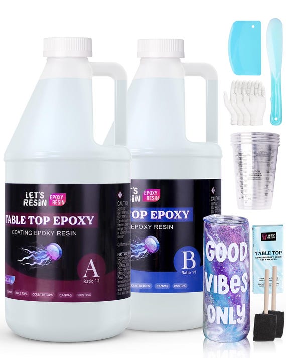 LET'S RESIN 1 Gallon High Viscosity Resin for Table Top,2 Part Epoxy for Tumblers,Thick Resin Kit with High Gloss Finish for Countertop