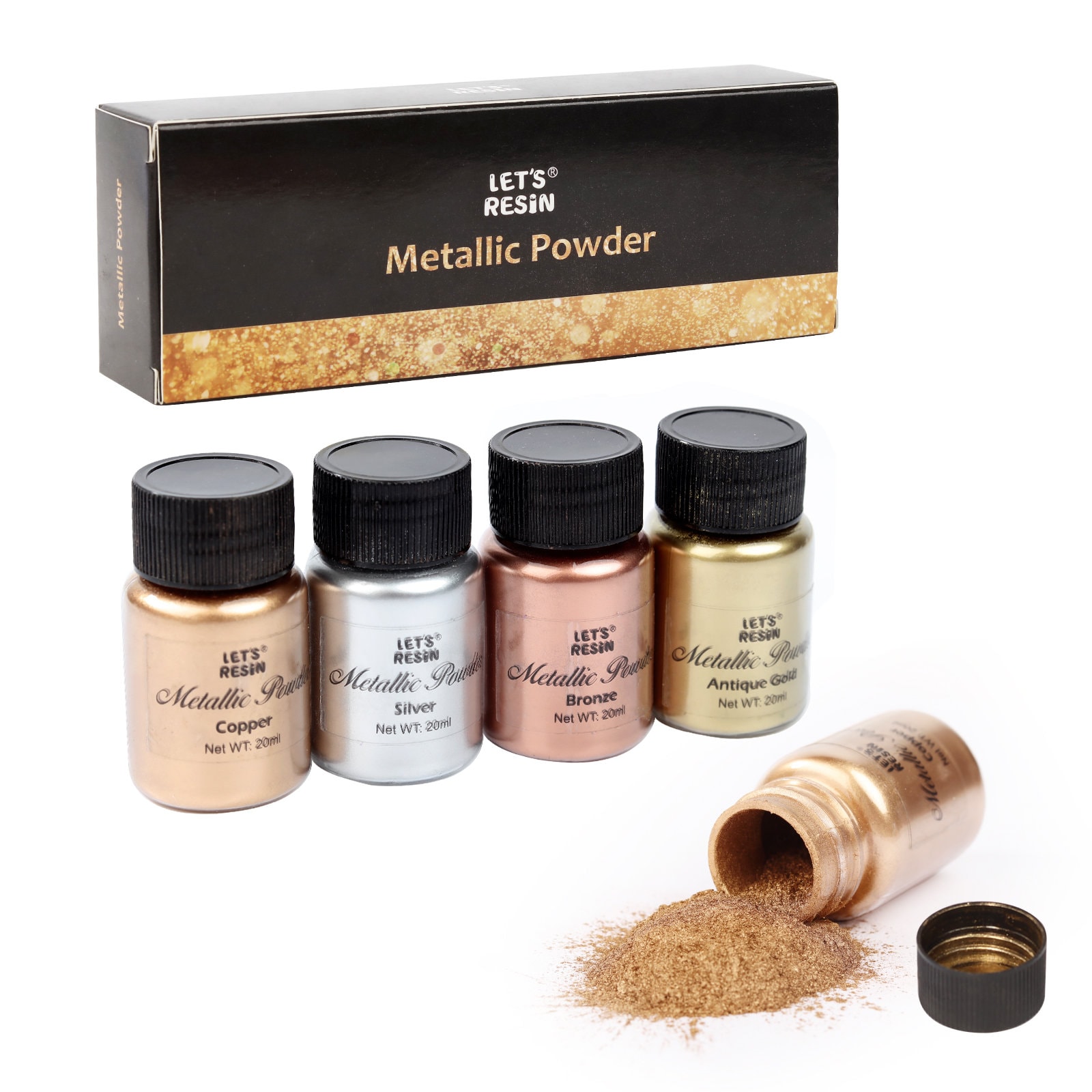 MEYSPRING Geode Art Collection Epoxy Resin Color Pigment Sample Set With  Online Course Metallic Pigment, Mica Powder, and Fine Glitter 