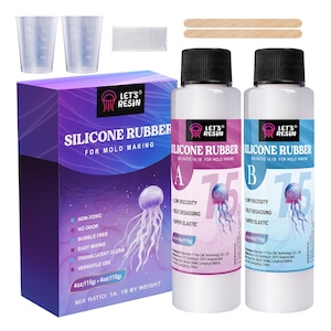 LET&#39;S RESIN 8oz Silicone Mold Making Trial Kit, Fast Cure Mold Making Silicone Rubber, Easy Mixing, Flexible Platinum Cured Molding Silicone