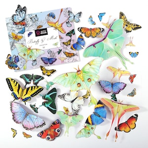 LET'S RESIN Realistic Paper Butterfly Moth,46 Pcs Double-Sided Faux Butterfly,Epoxy Resin Supplies,Resin Accessories for Resin Art,Craft