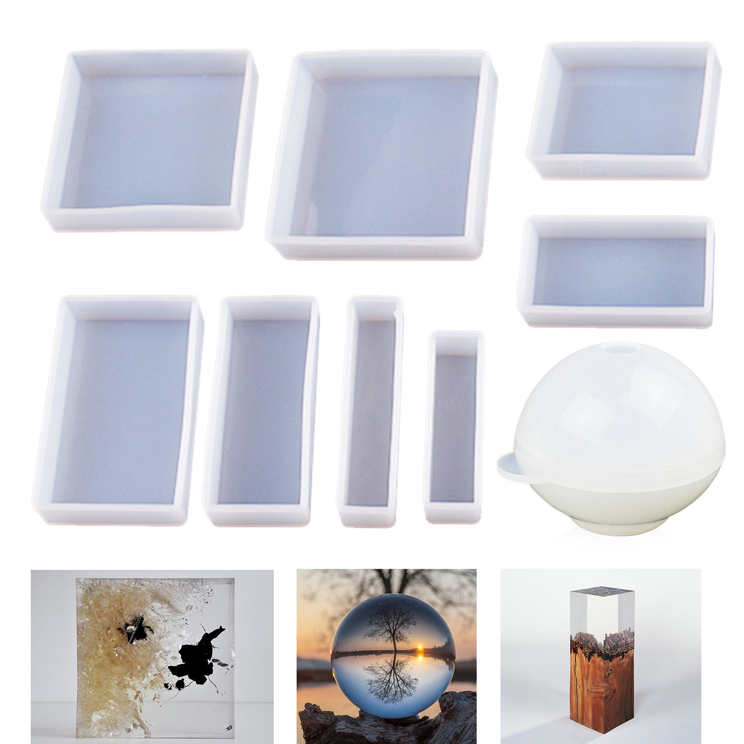 2pcs Resin Molds,square And Rectangle Silicone Epoxy Molds For Resin  Jewelry, Soap, Dried Flower Le