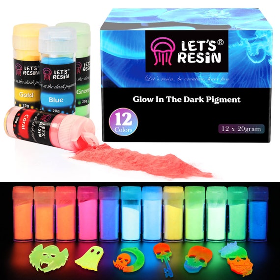 LET'S RESIN 12 Colors Glow in the Dark Pigment Powder,upgraded Luminous  Powder for Epoxy Resin,diy Arts and Crafts-skin Safe for Nails,slime 