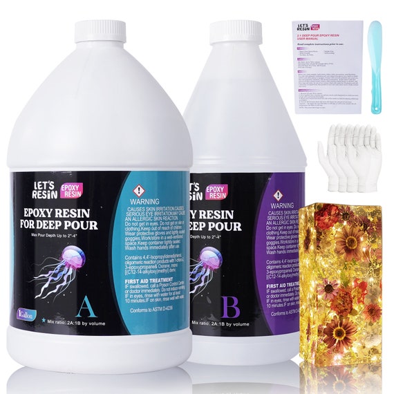 LET'S RESIN  Deep Pour Epoxy Resin 1.5 Gallon,2 to 4 Inch Depth Crystal Clear Resin for Flower Preservation, Low Viscosity Casting Resin
