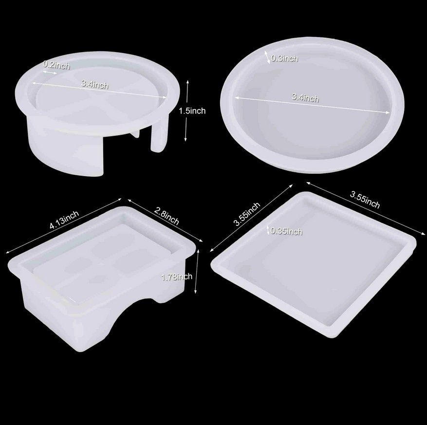 LET'S RESIN Coaster Mold Kit With 10pcs Square and Round Coaster Molds Set,  Coaster Holder Molds for Resin Casting,cups Mats,home Decoration 