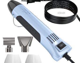 LET’S Resin Heat Gun for Resin, 350W Fast Heating Dual Temp Heat Gun  with 3 Nozzles and 2 Silicone Covers,4.9 Ft Long Cable Heat Gun