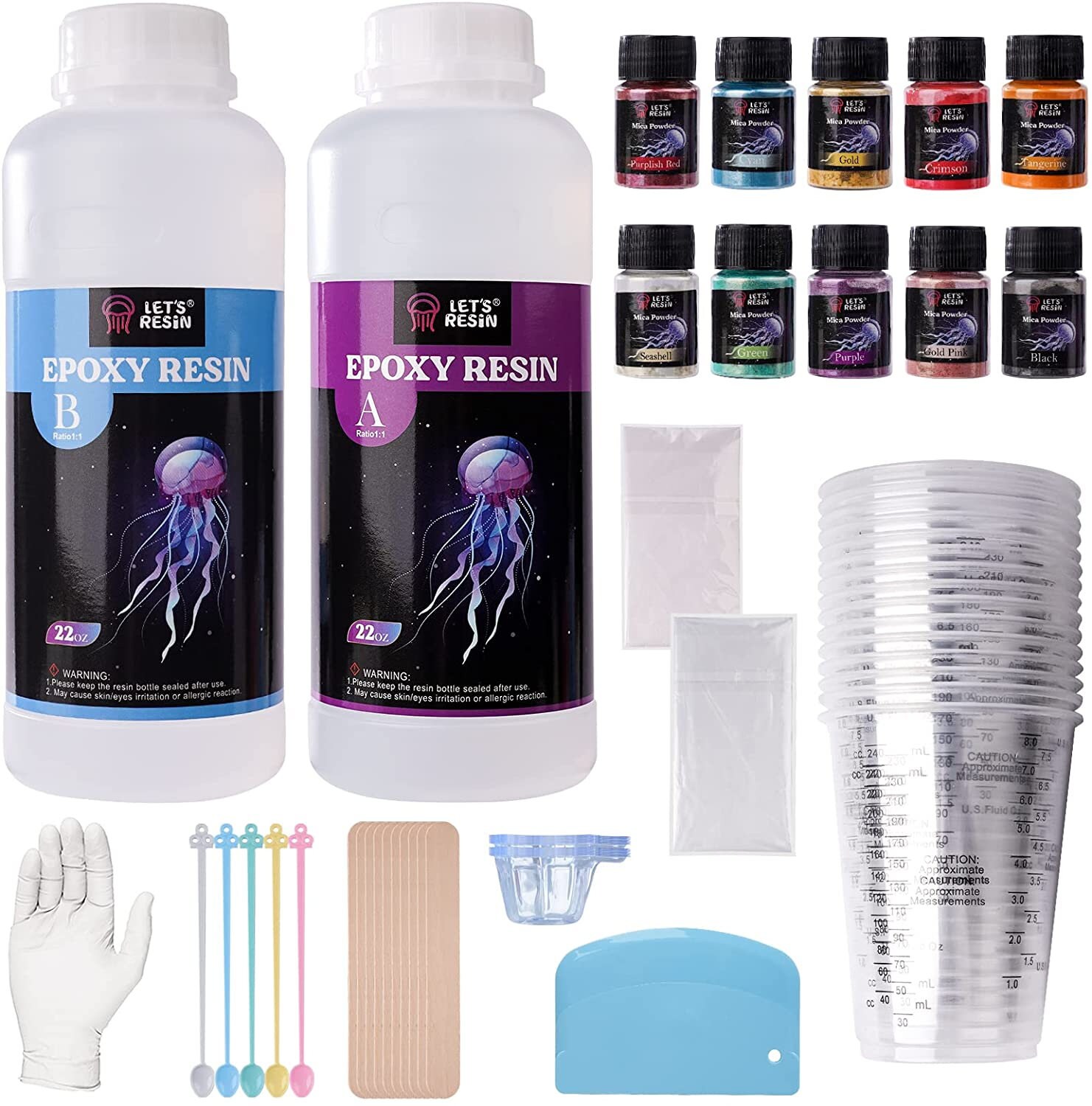 Let's Resin 16oz Clear Epoxy Resin Kit, Bubbles Free Casting Resin for Art Crafts, Jewelry Making