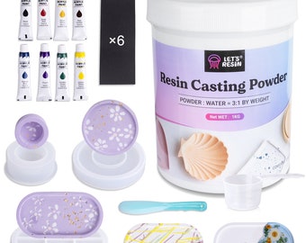 LET'S RESIN Resin Casting Powders Starter Kit,1000g Fast Cured Odorless, 20~30 Minutes De-Mold,Water Activated Plaster Powder Casting Kit