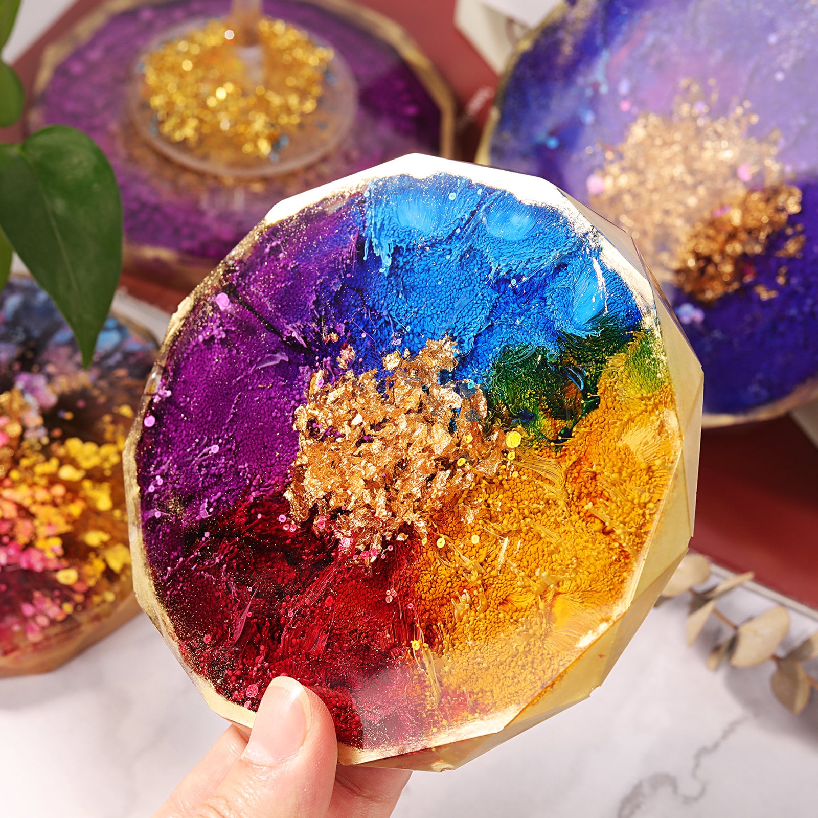 LET'S RESIN Coaster Resin Molds Diamond Round Coaster Etsy