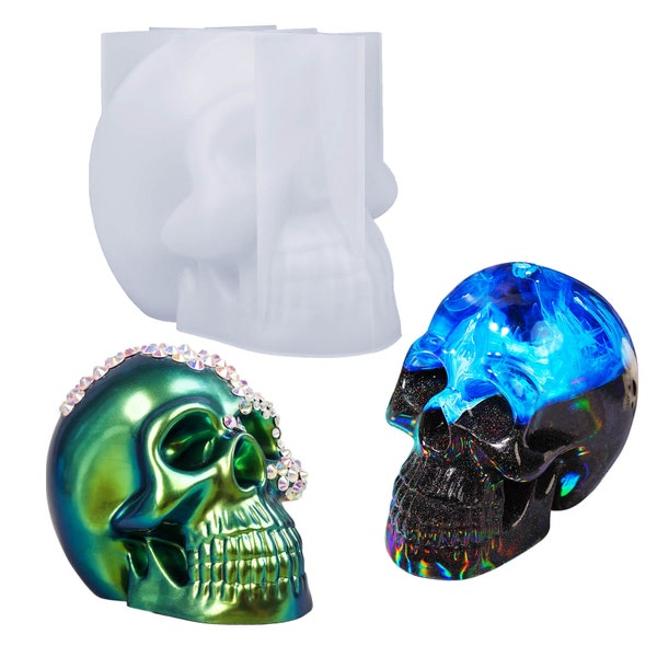 LET'S RESIN Silicone Skull Molds, 3D Large Skull Shape Molds for Epoxy Resin, Skeleton Skull Decor,Candle Making,Home Decor, Outdoor